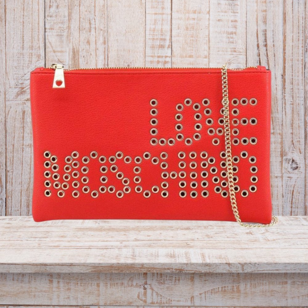 Love Moschino Red Clutch with Gold Accents